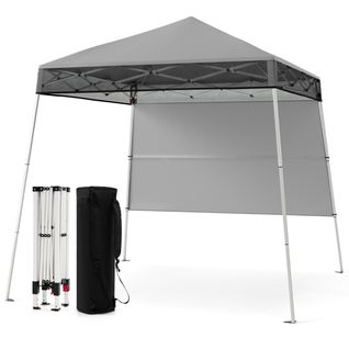 234x234cm Tente Tonnelle Pop-up Avec Panneau Latéral Abri De Gazebo Pliant Réglables Gris