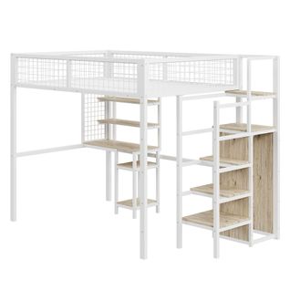 Lit Mezzanine 140x200 Cm Avec Échelle De Sécurité, Blanc