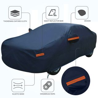 Housse Voiture 190t Polyester Respirante 4.7m Anti-uv/vent Extérieur/intérieur Toutes Saisons