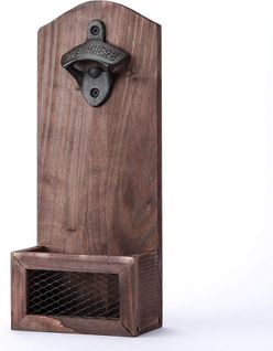 Ouvre-bouteille Mural Bois/fer Avec Rangement Intégré - 120x70x300 Mm - Durable, Antirouille