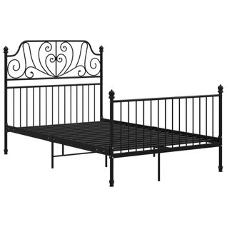 Lit Double Lit Adulte - Cadre De Lit Sans Matelas Noir Métal 120x200 Cm E673