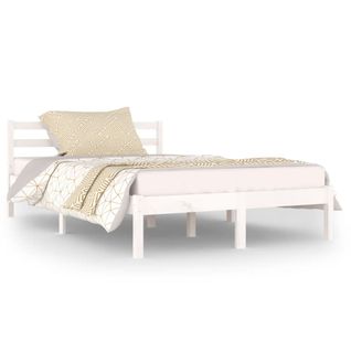 Lit Double Lit Adulte - Cadre De Lit Sans Matelas Bois De Pin Massif 120x200 Cm Blanc E378