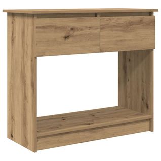 Table Console - Table D'entrée Avec Tiroirs Chêne Artisanal 85,5x38,5x74,5 Cm