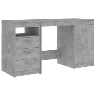 Bureau D'ordinateur - Bureau Droit - Bureau D'étude Gris Béton 140x50x76 Cm Bois D’ingénierie