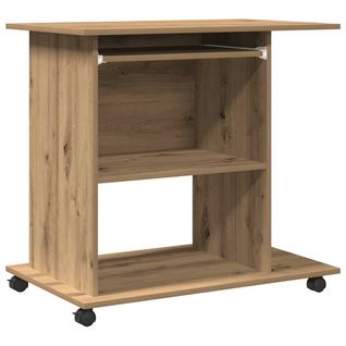 Bureau D'ordinateur - Bureau Droit Chêne Artisanal 80x50x75 Cm Bois Ingénierie