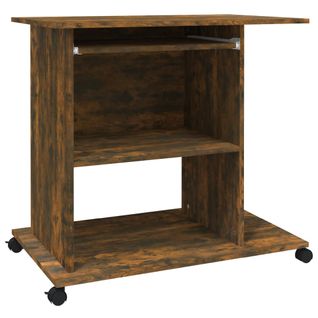 Bureau D'ordinateur - Bureau Droit Chêne Fumé 80x50x75 Cm Bois D'ingénierie