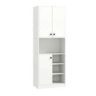 Buffet De Cuisine, Armoire De Cuisine Moderne De 166 Cm Avec Support Pour Micro-ondes Blanc