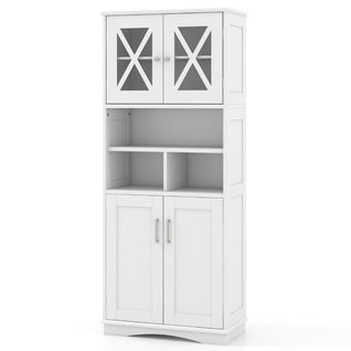 Armoire De Salle De Bain Haute Armoire Autoportante Avec Portes En Acrylique Et 3 Cubes