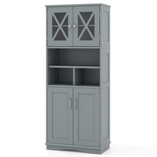 Armoire De Salle De Bain Haute Armoire Autoportante Avec Portes En Acrylique Et 3 Cubes