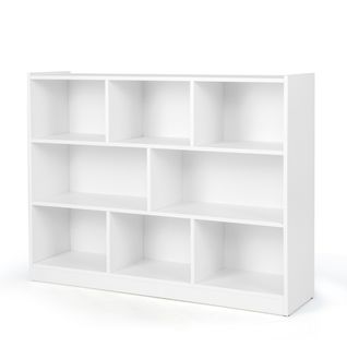 Bibliothèque Enfants, Étagère, Meuble De Rangement à 3 Niveaux Avec 8 Cases - 122x32x93 Cm Blanc
