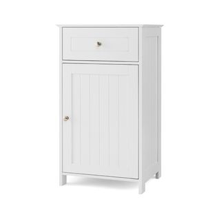 Meuble De Salle De Bain Sur Pied Armoire De Rangement Avec 1 Porte Et Étagère Réglable