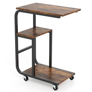 Table D'appoint Table De Canapé Industrielle Peu Encombrante Etagères Ouvertes Marron Rustique