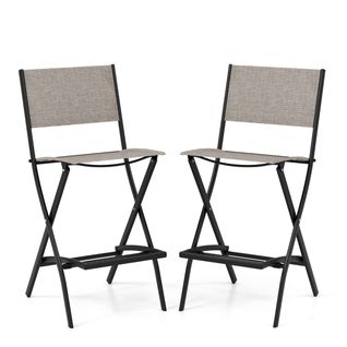 Lot De 2 Tabourets De Bar Chaises De Bar En Textilène Conception Pliable Patins Antidérapants
