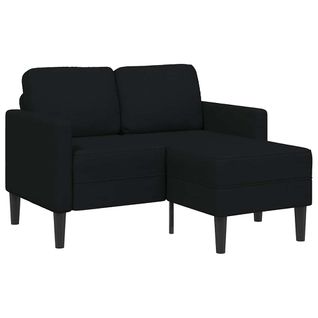 Canapé 2 Places - Canapé Angle - Canapé Droit Avec Méridienne En L Noir 125 Cm Tissu