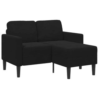 Canapé 2 Places - Canapé Angle - Canapé Droit Avec Méridienne En L Noir 125 Cm Velours