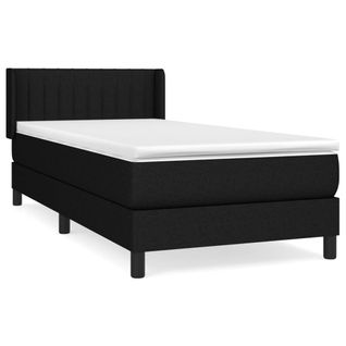 Lit Contemporain Lit Simple - Sommier à Lattes De Lit Avec Matelas Noir 90x190 Cm Tissu