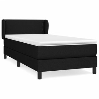 Lit Contemporain Lit Simple - Sommier à Lattes De Lit Avec Matelas Noir 90x190 Cm Tissu