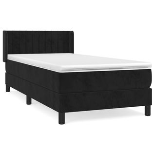 Lit Contemporain Lit Simple - Sommier à Lattes De Lit Avec Matelas Noir 90x190 Cm Velours
