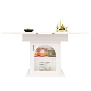 Table à Manger Escamotable - En Mdf - Avec Rangements - Blanc