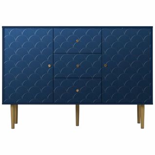 Buffet Avec Ragement Pour Chambre - 3 Tiroirs + 2 Portes - Bleu Foncé