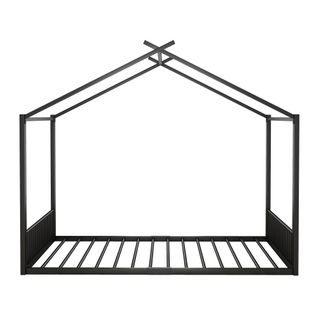 Lit Cabane 140x200 Cm - Cadre En Fer - Noir