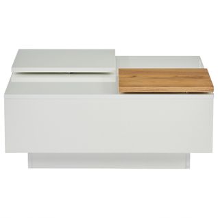 Table Basse Carré 75x75x33,5cm - Avec 4 Tiroirs - Blanc