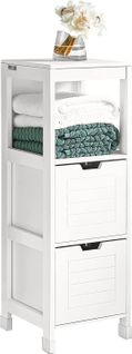 Meuble Colonne Meuble Bas De Salle De Bain Armoire Toilette – 1 Étage Et 2 Tiroirs,  Frg127-w