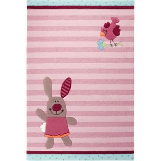 Tapis Enfant 120x180 Rectangle Fait Main En Acrylique Rose Happysty