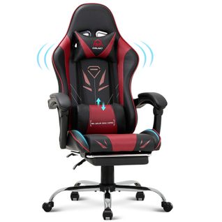 Chaise Gaming Ergonomique Avec Repose-pieds, Capacité De Charge Max 136 Kg, Rouge