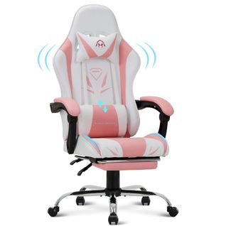 Chaise Gaming Ergonomique Avec Repose-pieds, Capacité De Charge Max 136 Kg, Rose