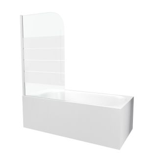 Pare Baignoire Pivotant 130x75cm Verre Serigraphie Et Profile Aluminium Blanc