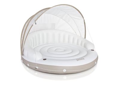 Matelas Gonflable Rond "lounge Caraïbes" Blanc
