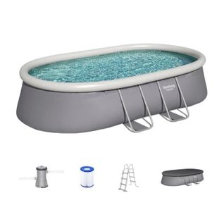 Kit Piscine Hors Sol Autoportante Fast Set - 488 X 305 X 107cm - Ovale (avec Filtre, Échelle, Bâche)