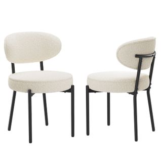 Lot De 2 Chaises De Salle à Manger Modernes, Pieds Métal Robustes, Assise Ultra-confortable, Blanc