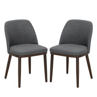Lot De 2 Chaises De Salle à Manger – Chaises Design En Tissu Avec Pieds En Bois Massif, Gris