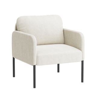 Fauteuil Fixe En Tissu Avec Pieds En Métal Fin, Beige