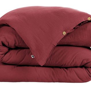 Housse De Couette 240x260 Gaze De Coton Lie De Vin