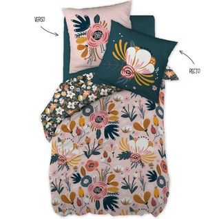 Parure De Lit 100% Coton 57 Fils Champetre Taille 240x260 Cm