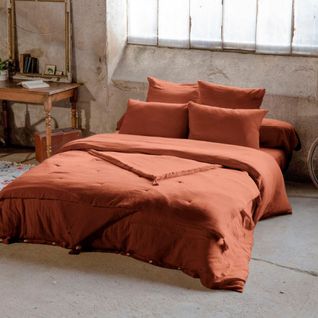 Housse De Couette 220x240 Gaze De Coton Terracotta