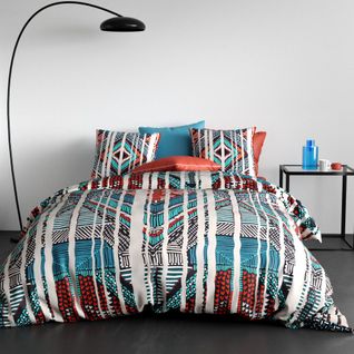 Housse De Couette Et Taie D'oreiller 100% Coton 57 Fils India Taille 220x240 Cm