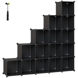 Meuble 16 Compartiment, Étagère En Plastique Pp,  Rangement Chaussures, 153 X 31 X 153 Cm