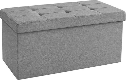 Banc Avec Espace De Rangement, Repose-pieds, Pliable, Capacité De Charge 300 Kg,gris Clair