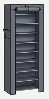 Étagère à Chaussures En Tissu Non-tissé à 10 Niveaux, Pour 27 Paires, 58 X 28 X 160 Cm, Gris