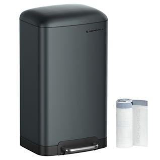 Poubelle De Cuisine, 30l, En Acier Avec Pédale, Couvercle Et Seau Intérieur Gris Verdâtre