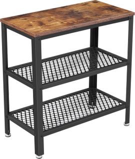 Table D’appoint, 2 Étagères En Maille, Gain D’espace, Montage Facile, Style Industriel, Marron