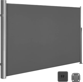 180 X 400 Cm (h X L), Store Latéral Pour Balcon Et Terrasse, Brise-vue, Gris Foncé