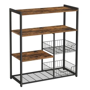 Desserte De Cuisine,pour Four à Micro-ondes,2 Paniers,4 Niveaux,crochets S,marron