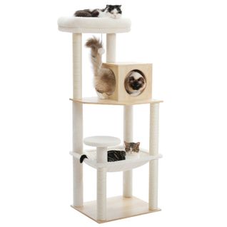 Arbre à Chat En Bois Avec Hamac XXL 143 Cm
