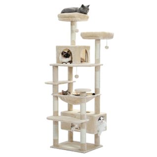 Arbre à Chat Géant 184 Cm Avec Griffoir Et Condo Beige L