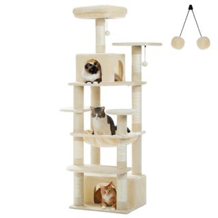 Arbre à Chat Géant 164 Cm Avec Griffoir Et Condo Beige M